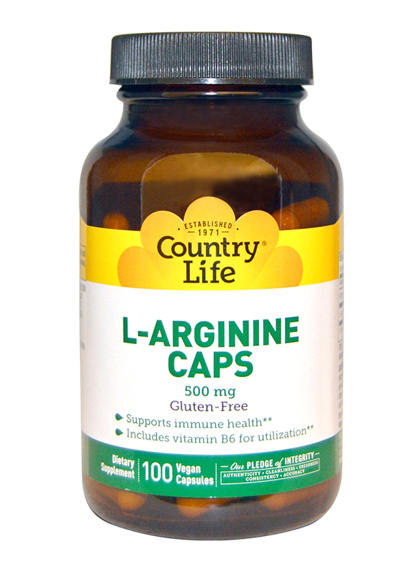 

Country Life L-Arginine V-Capsules Dietary Supplement, 500mg, 100 Capsules