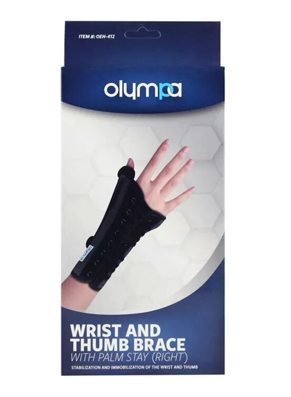 

Olympa Right Wrist & Thumb Brace W/ Stay, Small, OEH-412, Grey/Black