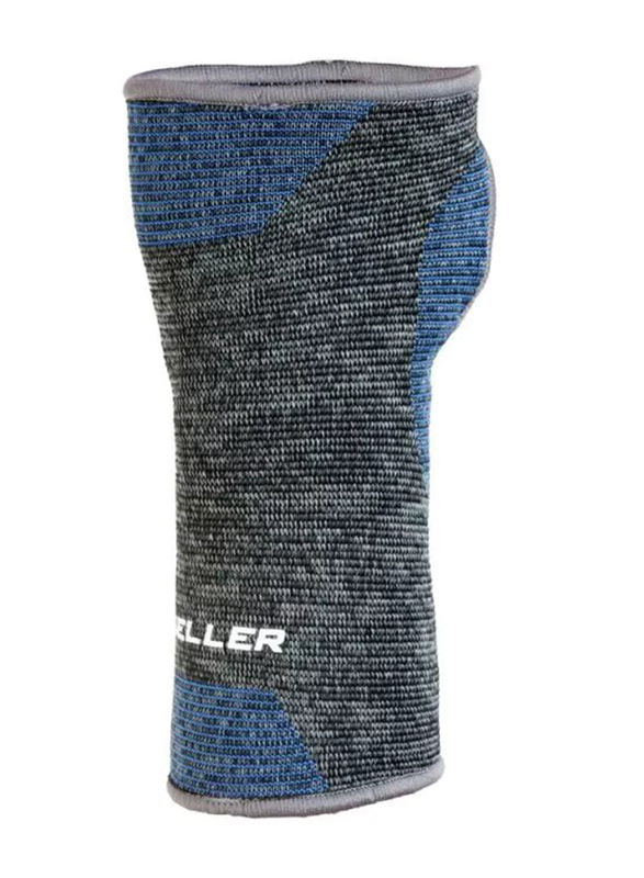 

Mueller 4-Way Stretch Knit Wrist Support, M/L, 67729, Blue/Grey