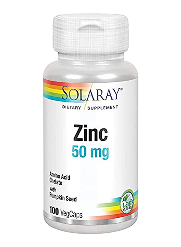 

Solaray Zinc Dietary Supplement, 50mg, 100 Vegetable Capsules