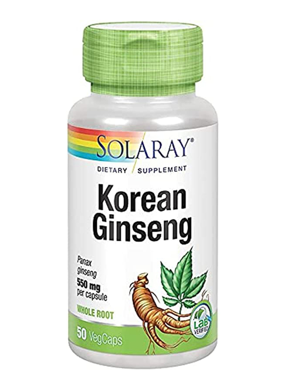 

Solaray Korean Ginseng Dietary Supplement, 550mg, 50 Vegetable Capsules.