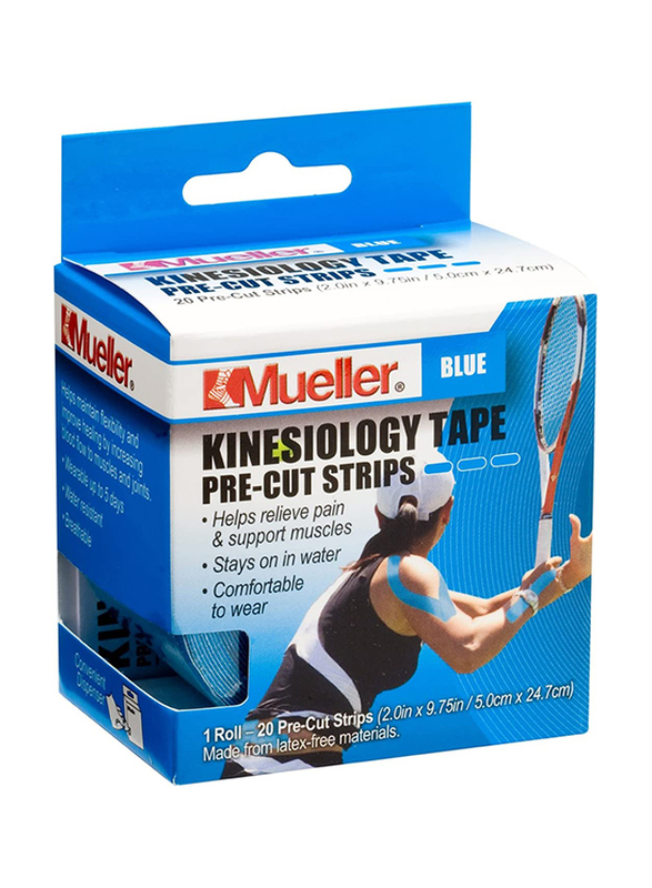 

Mueller Kinesiology Tape Pre-Cut Strips, 6837ML, Blue