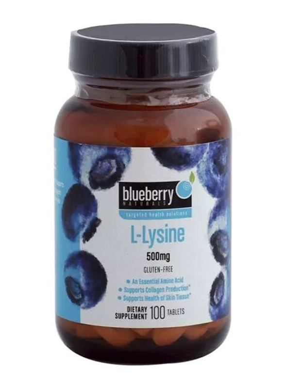 

Blueberry Naturals L-Lysine Dietary Supplement, 500mg, B4553, 100 Tablets