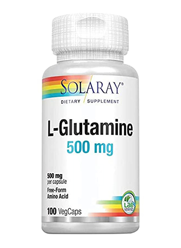 

Solaray L-Glutamine Dietary Supplement, 500mg, 100 Vegetable Capsules