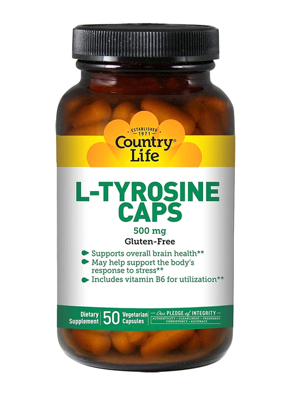 

Country Life L-Tyrosine Dietary Supplement, 500mg, 50 Capsules