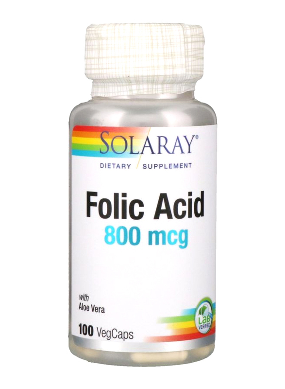 

Solaray Folic Acid, 800mcg, 100 Capsules