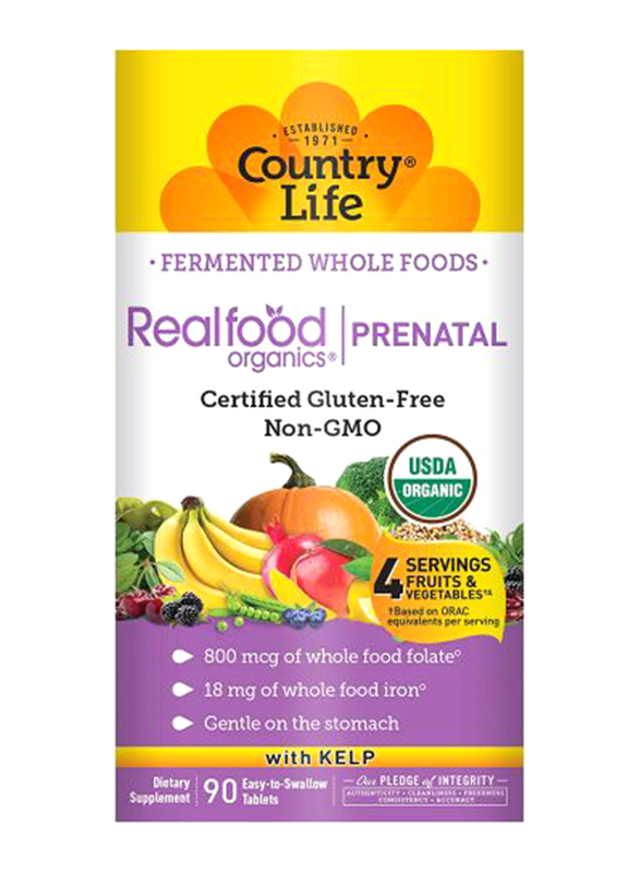 

Country Life Realfood Organics Prenatal Daily Nutrition Dietary Supplement, 800mcg, 90 Tablets