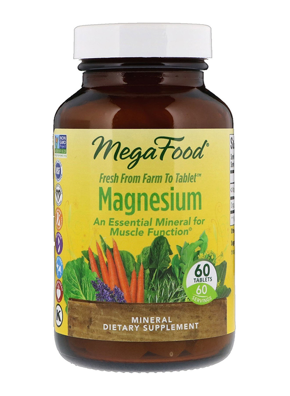 

MegaFood Magnesium Mineral Dietary Supplement, 60 Tablets