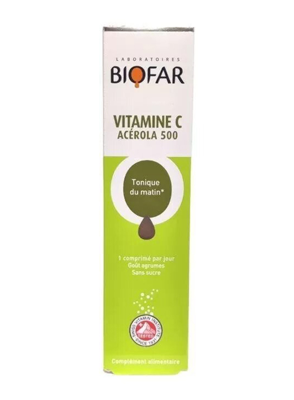 

Biofar Vitamin C Acerola Food Supplement, 500mg, 20 Effervescent Tablets