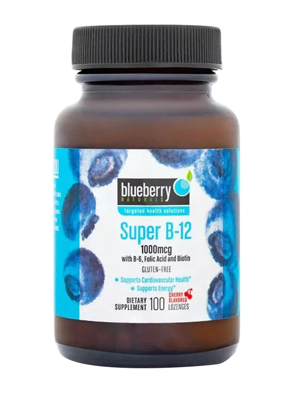 

Blueberry Naturals Super B12 Dietary Supplement, 1000mcg, B0067, 100 Lozenges