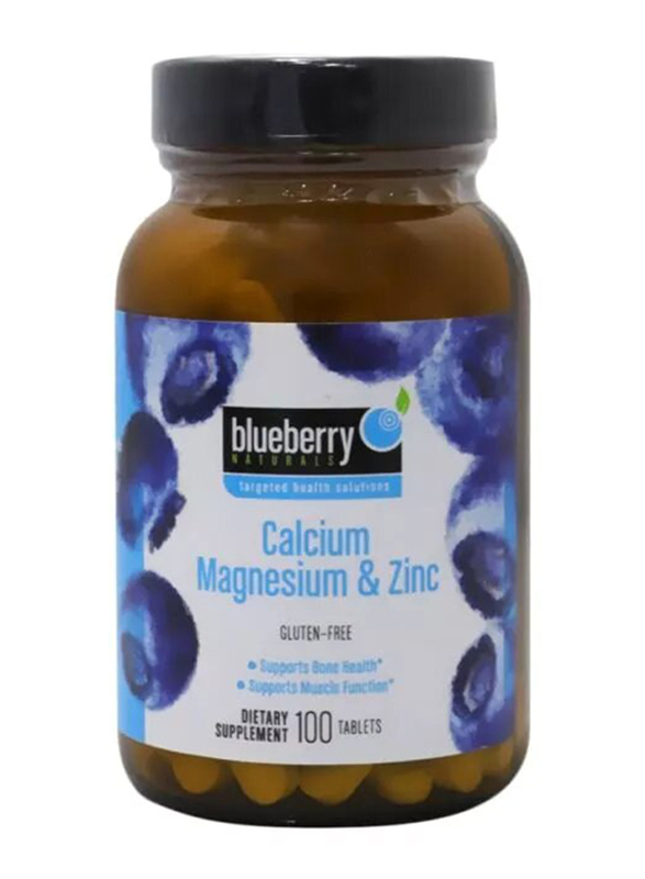 

Blueberry Naturals Calcium Magnesium & Zinc Dietary Supplement, B4621, 100 Tablets
