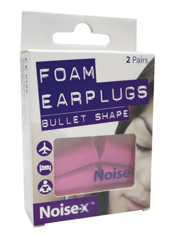 

Noise-X Foam Bullet Shaped Ear Plugs, Pink, 2 Pairs, 0148