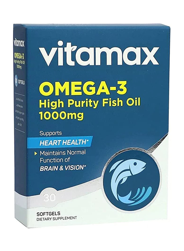 

Vitamax Omega-3 High Purity Fish Oil Dietary Supplement, 1000mg, 30 Softgels