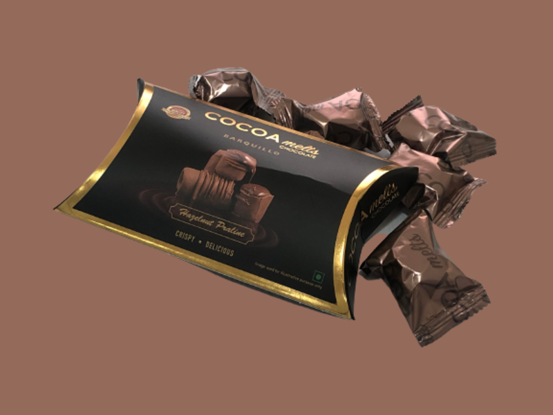 Barquillo HAZELNUT Flavoured Pillow Pouch 60 Grams Pack Premium, Luxurious Chocolates Made in UAE with Best Quality, Tasty and Mouth Watering