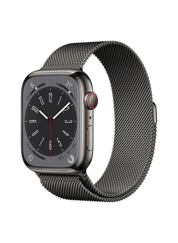 

Apple Series 8 45mm Smartwatch, GPS + Cellular, Graphite Stainless Steel Case with Graphite Milanese Loop