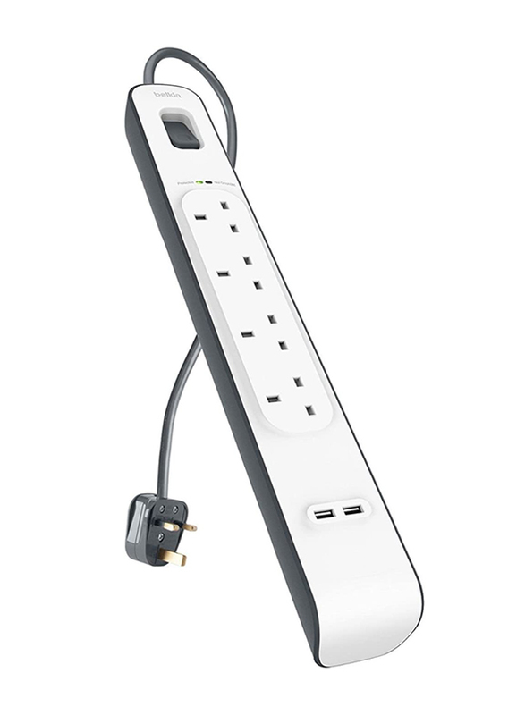 

Belkin 4 Way/4 Plug Surge Protection Strip with 2 Meter Cable, White