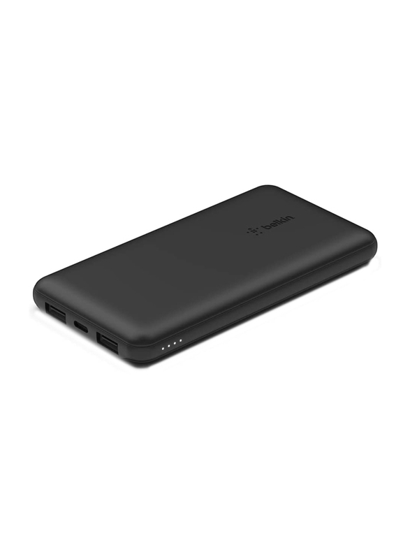 

Belkin 10000mAh Wired 15W Fast Charging Portable Power Bank with 1 USB C Port & 2 USB A Ports, BPB011btBK, Black