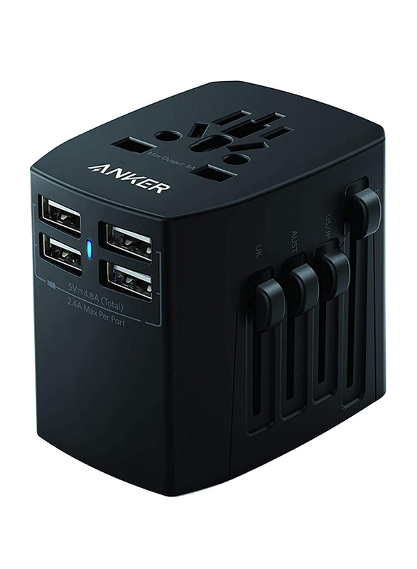 

Anker Universal Travel Adapter with 4 USB Ports, Black