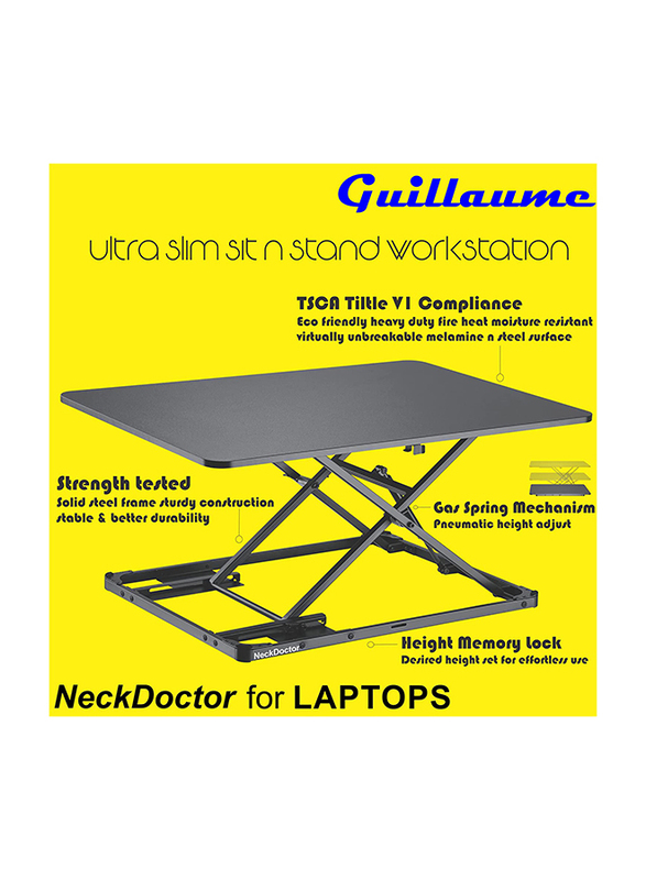 

NeckDoctor The Original Ergonomic Gas Spring Desktop Sit Stand Workstation, Grey