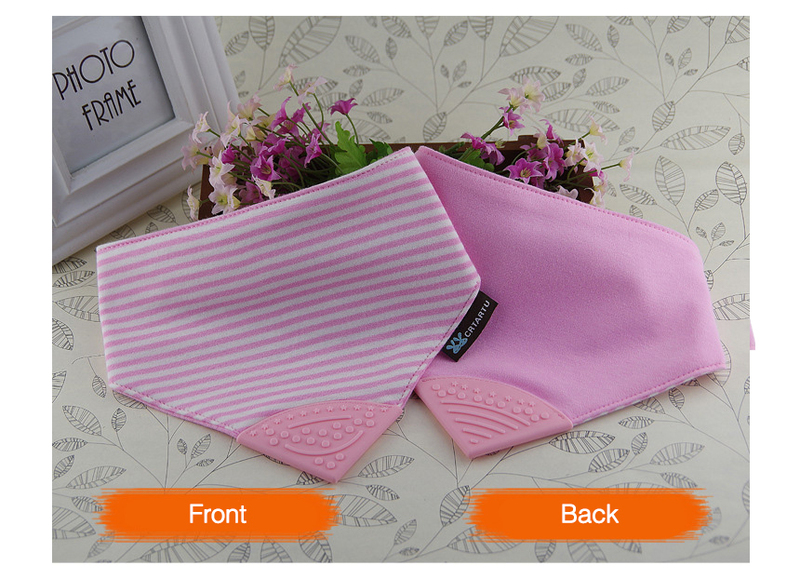 Eazy Kids Reversible 2-in-1 Teething Bib, Polka Dots/Strips, Pink
