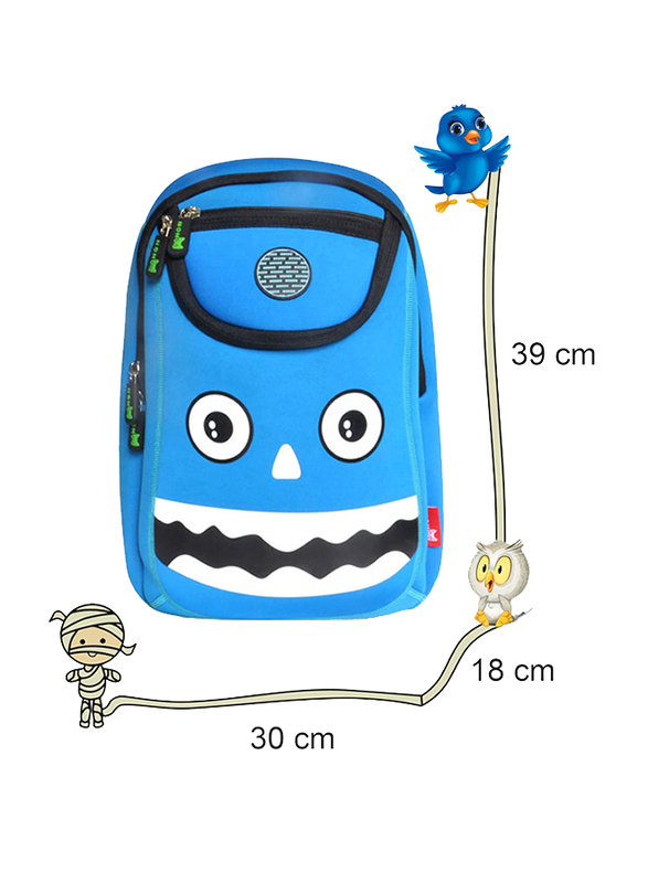 Nohoo WoW School Bag for Kids, Monster, Blue