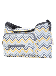 Sunveno Baby Stroller Organizer and Diaper Bag, Wave, Yellow/Black/Grey/White