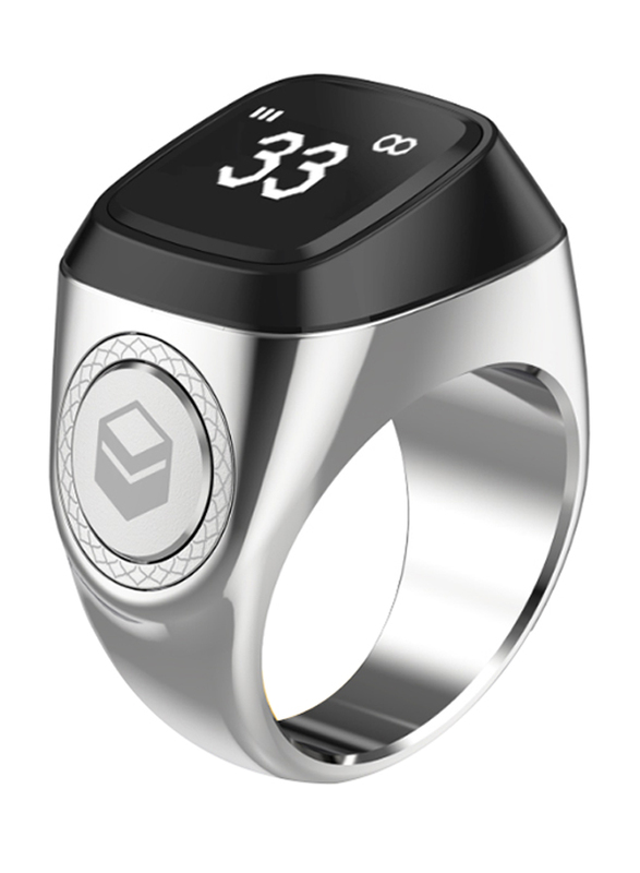 

iQibla Stainless Steel Tasbih Zikr Smart Ring Unisex, 20mm, Silver