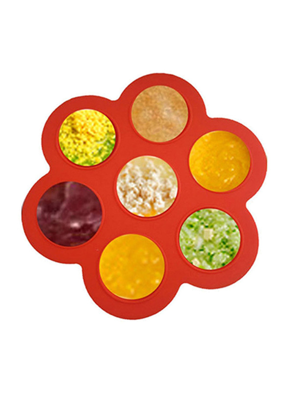 Eazy Kids Baby Food Silicone 7 Compartments Freezer Tray, Red