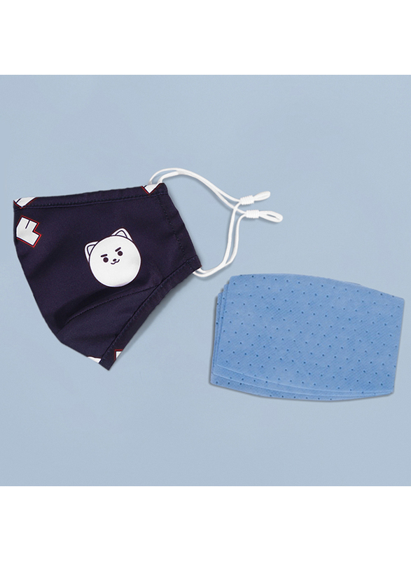 Nohoo Panda Kids Reusable Face Mask, Blue, One Size