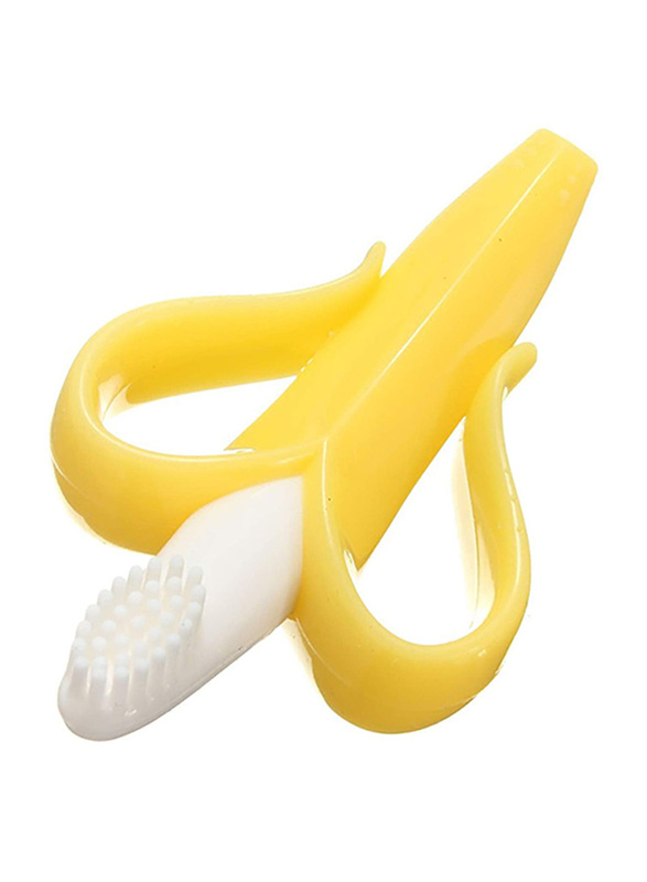 Eazy Kids Baby Banana Teether and Toothbrush for Infant, Yellow