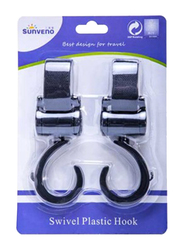 Sunveno Rotating Stroller Hook and Diaper Changing Pad, Black/White