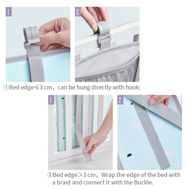 Sunveno Baby Bedside Portable Crib Organizer, Blue