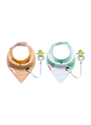 Eazy Kids 2-Pieces Organic Cotton Bandana Drool Bibs Set, Orange/Green