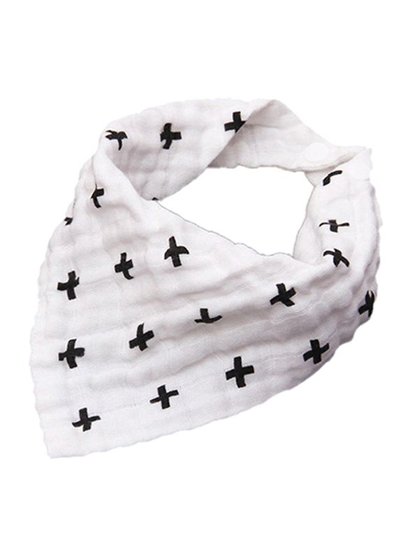 Eazy Kids 3-pieces Muslin Bandana Bibs, Black/White