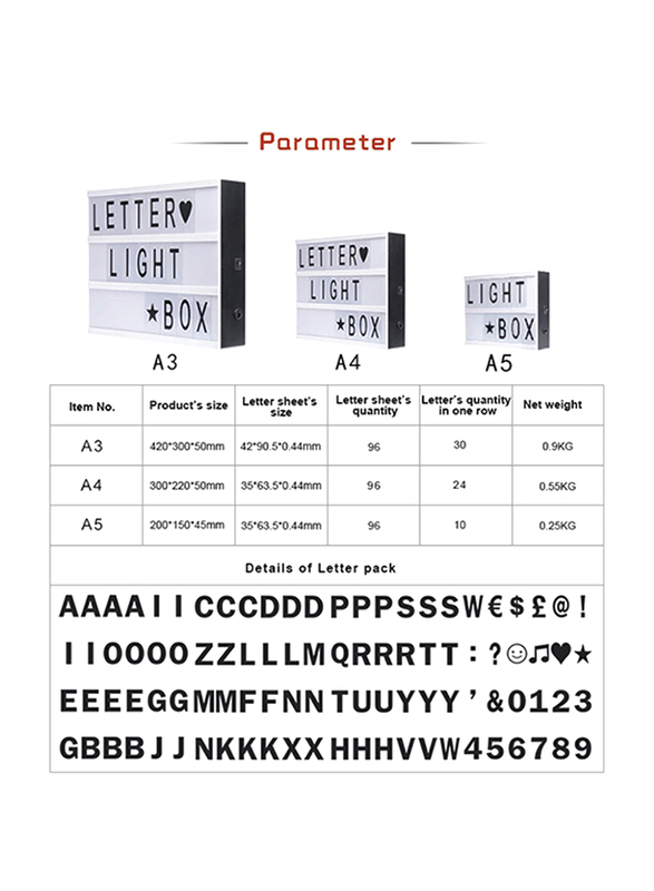 Eazy Kids Letter Light Box, A5, White