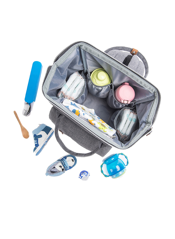 Teknum Travel Lite Stroller with Alameda Diaper Backpack Large and Hooks, Grey