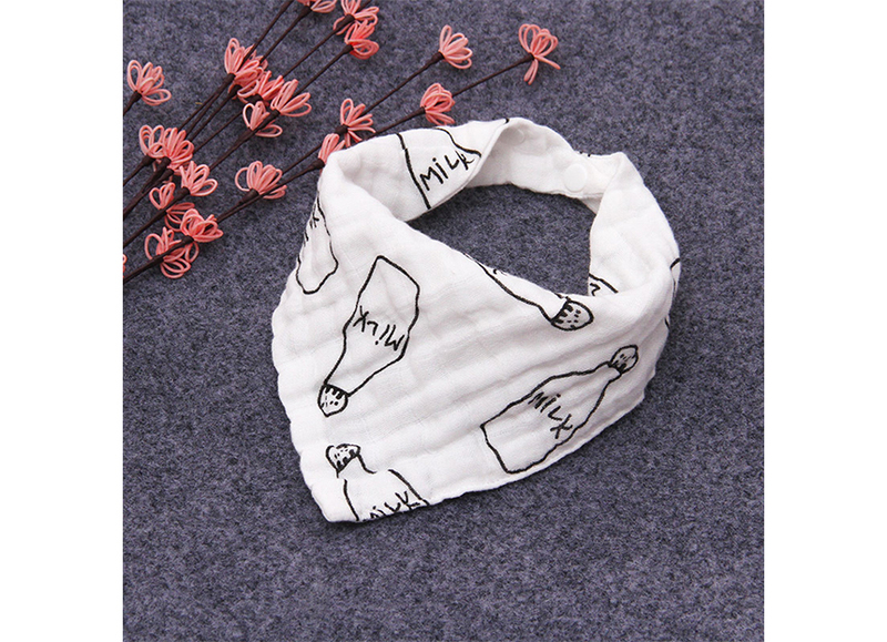Eazy Kids 3-pieces Muslin Bandana Bibs, Black/White