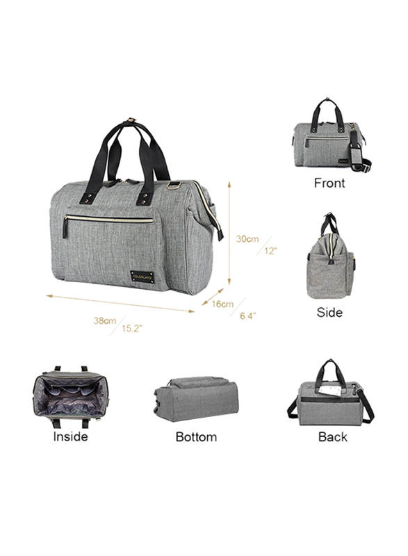 Little Story Zera Mom Dad Diaper Bag, Grey