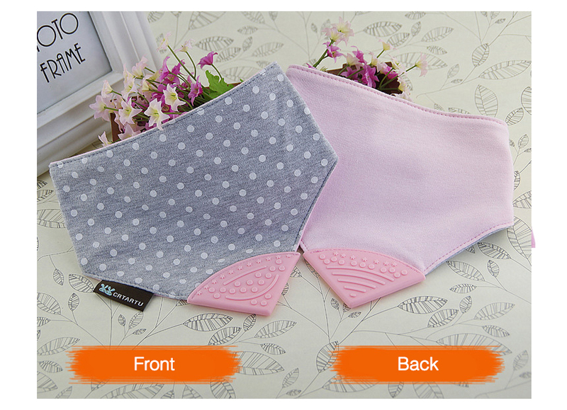 Eazy Kids Reversible 2-in-1 Teething Bib, Polka Dots/Strips, Pink