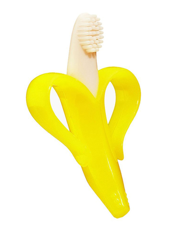 Eazy Kids Baby Banana Teether and Toothbrush for Infant, Yellow