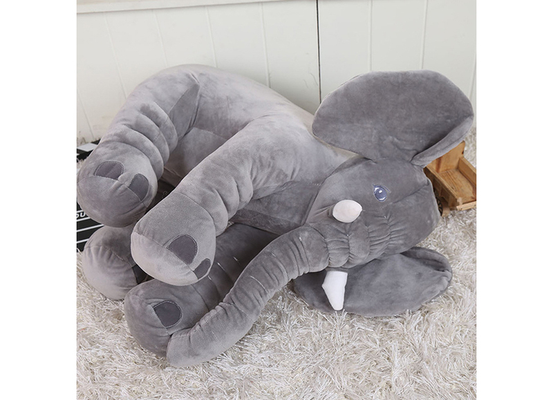 Eazy Kids Plush Elephant Shape Pillow, Medium, Grey