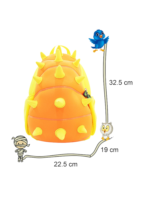 Nohoo Jungle Backpack Bag for Boys, Spiky Dinosaur, Orange/Yellow