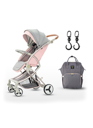 Teknum A1 Stroller with Sunveno Grey Diaper Bag, Pink