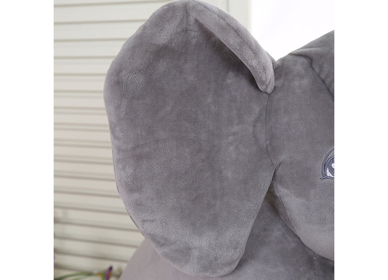 Eazy Kids Plush Elephant Shape Pillow, Medium, Grey