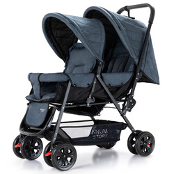 Teknum Story Double Baby Stroller, Grey