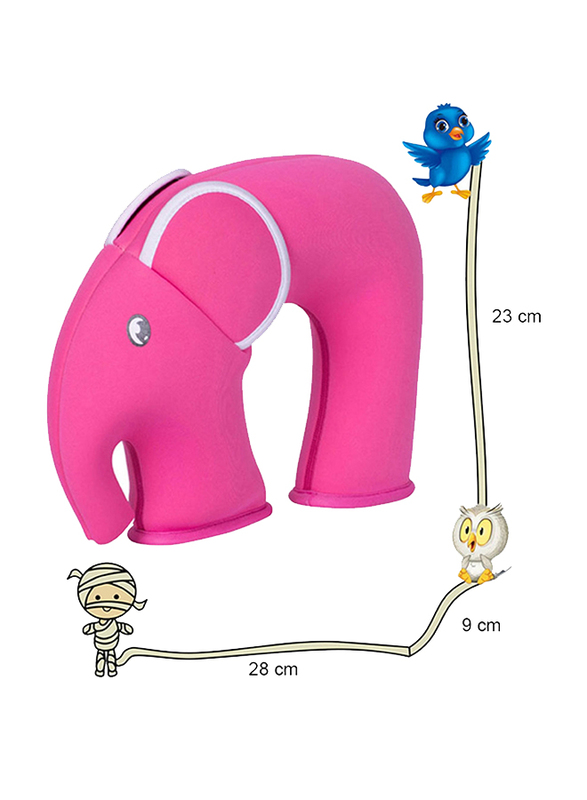 Nohoo Jungle Travel Kids Pillow, Elephant, Pink