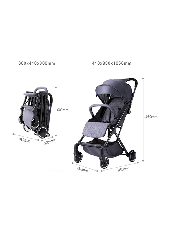 Teknum Travel Lite Stroller with Sunveno Diaper Bag and Hooks, Grey