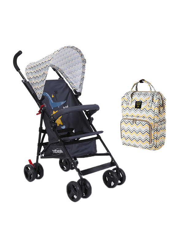 Teknum Stroller with Diaper Bag Set, Yellow Wave