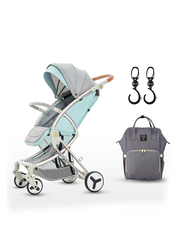 Teknum A1 Stroller with Sunveno Grey Diaper Bag, Green