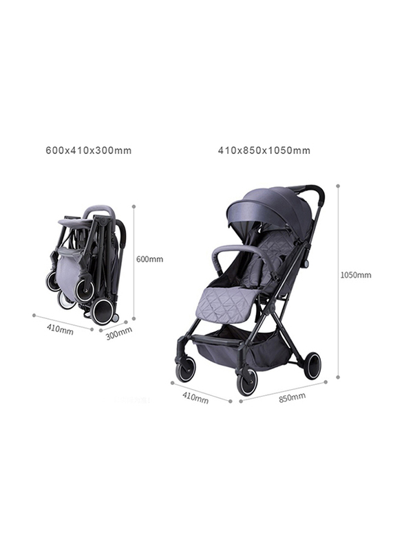 Teknum Travel Lite Stroller, SLD with Sunveno 2-in-1 Diaper Pink Bags and Sunveno Rotating Stroller Hook, Dark Grey
